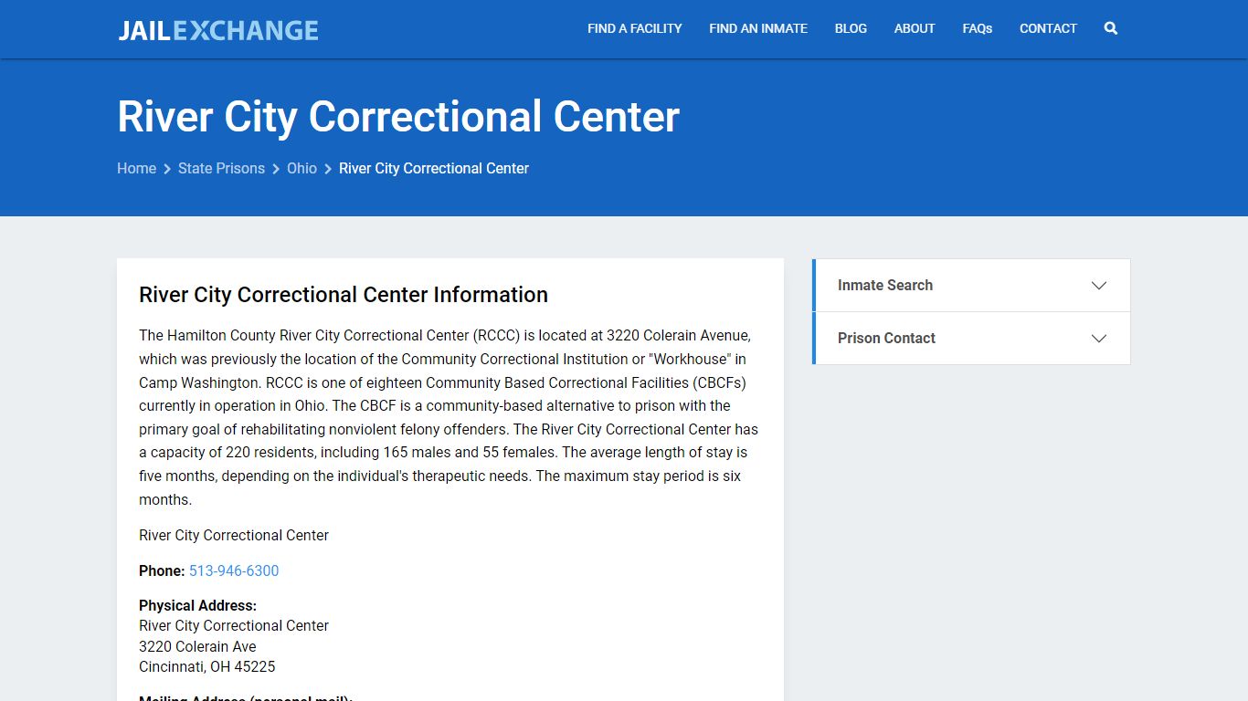 River City Correctional Center Inmate Search, OH - Jail Exchange
