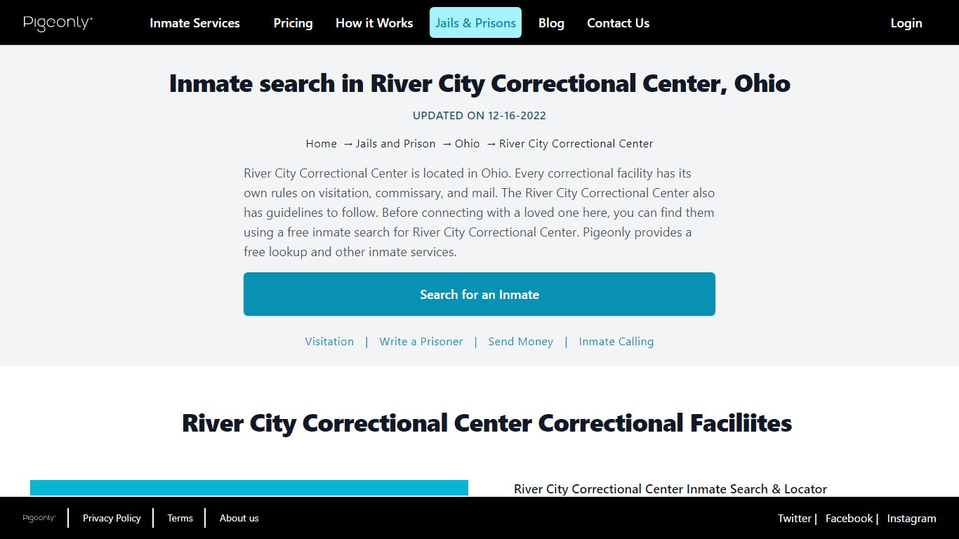 Inmate Search River City Correctional Center, Ohio | Pigeonly